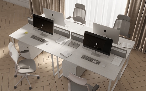 Office desk and chair combination 3d model