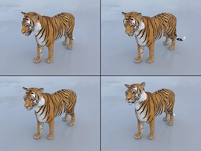 Striped Reptile Model Displayed In Multiple Angles Studio Setting 3d model