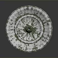Two Tier Decorative Fountain With Green And White Weathered Ceramic Base