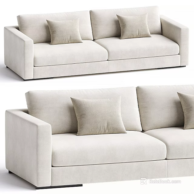 Modern Light Colored Upholstered Two Seater Sofa With Decorative Pillows 3d model 