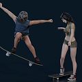 Modern Double Skateboard Single Board Skateboard Sports Fashion Skateboard Four Wheel Skateboard Skateboarding Girl Boy 3d model