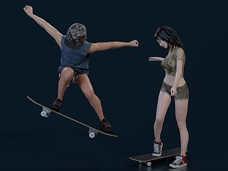 Modern Double Skateboard Single Board Skateboard Sports Fashion Skateboard Four Wheel Skateboarding Girl Boy 3d model