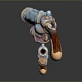 Decorative Fantasy Pistols With Blue Metallic Finish Intricate Carvings And Wooden Grips