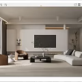 Modern Living Room Interior Design With White Sofa Brown Chairs Black Coffee Table And Fireplace