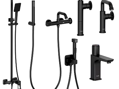 Modern Black Bathroom Water Faucets With Shower Heads Handheld Sprayers And Fixtures 3d model