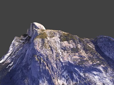 Tranquil Garden Landscape With Prominent Rock Top Natural Stone Texture And Scattered Green Vegetation 3d model