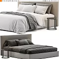 Modern Double Bed With Soft Bedding Plush Pillows And Side Table 3d model