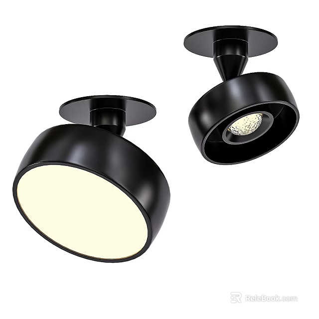 Modern Black Ceiling Light With Round White Light Fixture And Sleek Design 3d model