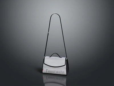 Stylish White Crossbody Shoulder Bag With Black Strap And Feuer Wasser Lettering 3d model