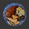 Traditional English Breakfast Plate With Sausage Bacon Eggs Mushrooms Beans And Toast