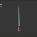 Decorative Medieval Sword With Ornate Blade Red Gold Hilt And Metallic Finish