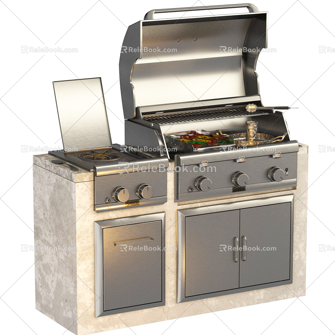 Modern Oven Metal Grill Combination 3d model