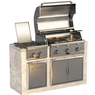 Modern Oven Metal Grill Combination 3d model