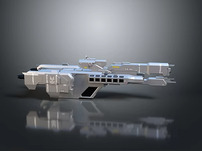 Futuristic Weapon Advanced Metallic Design Detailed 3D Model With Multiple Components Silver Finish 3d model