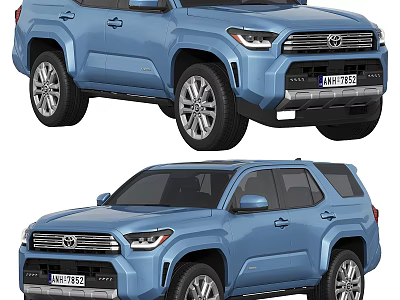 Blue Toyota SUV Modern Exterior Design With Two Angles View 3d model