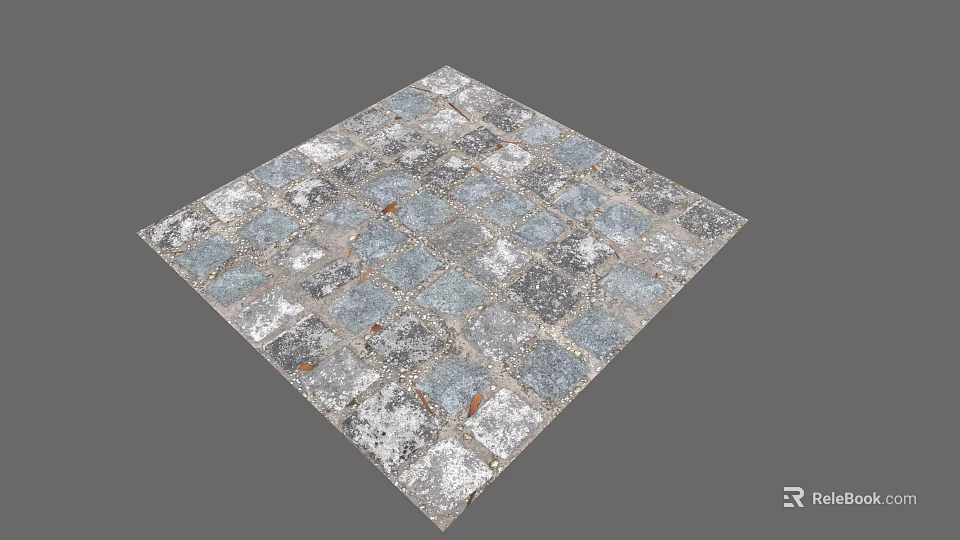 Square Gray Blue Stone Floor Tiles Featuring Natural Texture For Home Interior 3d model