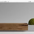 Modern Landscape Bench With Wooden And Concrete Structure And Green Shrub Ball
