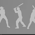 Multiple Baseball Player Silhouettes Swinging Bats In Different Stances 3d model