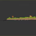 Rural Natural Scene With Lush Green Grass Trees Scattered Farmhouses Cropland And River