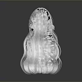 Game Movie Character with White Long Wavy Hair Back View on Dark Background With Reflection