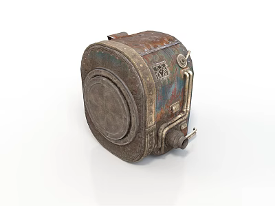 Vintage Worn Rusted Mechanical Device With Circular Component And Metal Parts 3d model