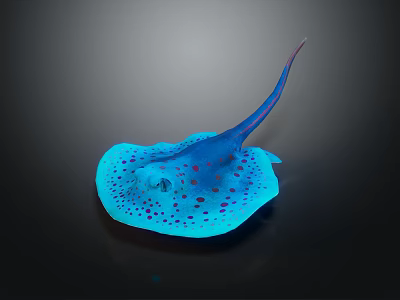 Blue Aquatic Animal With Red Spots Flat Body And Long Tail In Ocean Habitat 3d model