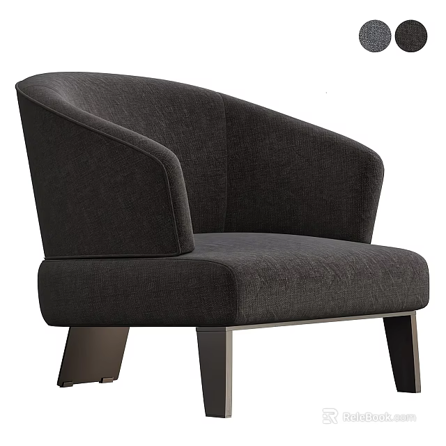 Modern Dark Gray Upholstered Accent Chair With Curved Arms And Metal Legs 3d model 