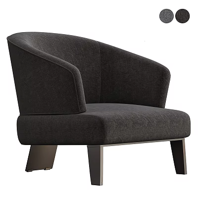 Modern Dark Gray Upholstered Accent Chair With Curved Arms And Metal Legs 3d model