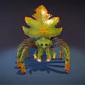 Fantasy Spider with Maple Leaf Like Back Yellow Orange Green Legs Featuring Gradient Color Patterns 3d model