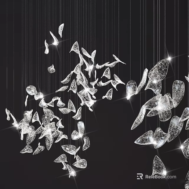 Modern Crystal Butterfly Shaped Hanging Pendant Light Fixture For Home Decor 3d model 