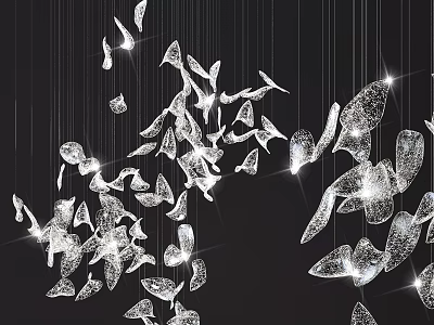 Modern Crystal Butterfly Shaped Hanging Pendant Light Fixture For Home Decor 3d model