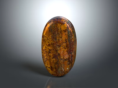Wooden Stone Decorative Object With Oval Shape Polished Surface Textured Amber Brown Glossy Finish 3d model