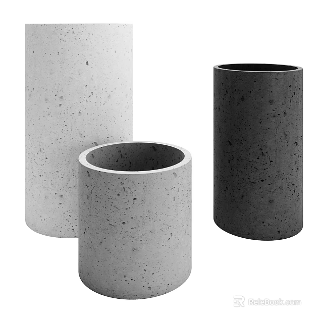 Modern Decorative Ornament Set With Cylindrical Concrete Design And Multi Tone Colors For Home Decor 3d model 