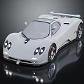 Sleek White Sports Car With Aerodynamic Design Red Rims And Rear Spoiler
