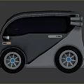 Small Futuristic Car With Modern Design Blue Lights And Silver Wheels