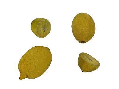 Fresh Ripe Lemons Whole and Sliced Juicy Citrus Fruit for Cooking 3d model