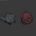Red And Blue Rockery Stones With Rough Textured Surface And Irregular Shape Design