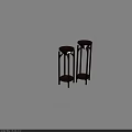 Brown Wooden Garden Plant Stands With Tall Legs And Round Tray Base Design