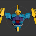 Blue Yellow Purple Mechanical Character Creature 3D Model Design With Sharp Appendages And Wings 3d model