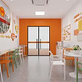 Staff Family Elderly Activity Center Interior With Colorful Furniture Decorative Paintings And Slogan Walls