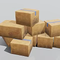 Stacked Brown Cardboard Boxes With Fragile Labels And Handle With Care Instructions