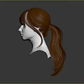 3D Character Head Model With Red Hair And White Facial Features On Gray Background