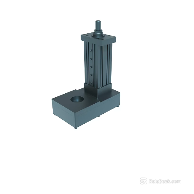 Sturdy Black Metal Mechanical Part With Base Column And Mounting Hole Design 3d model 