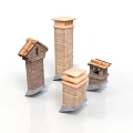 Brick Chimney Models In Various Designs With Decorative Tops And Bases