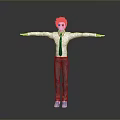 3D Character Boy With Brown Hair Glasses White Shirt Blue Tie Jeans And Arms Outstretched