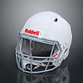 White Riddell Football Helmet With Protective Facemask And Sports Equipment Design