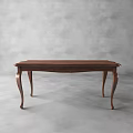 Elegant Walnut Wooden Dining Table With Curved Legs And Smooth Surface
