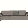 Modern Light Gray Three-Seater Sofa With Plush Cushions And Checkered Accent 3d model