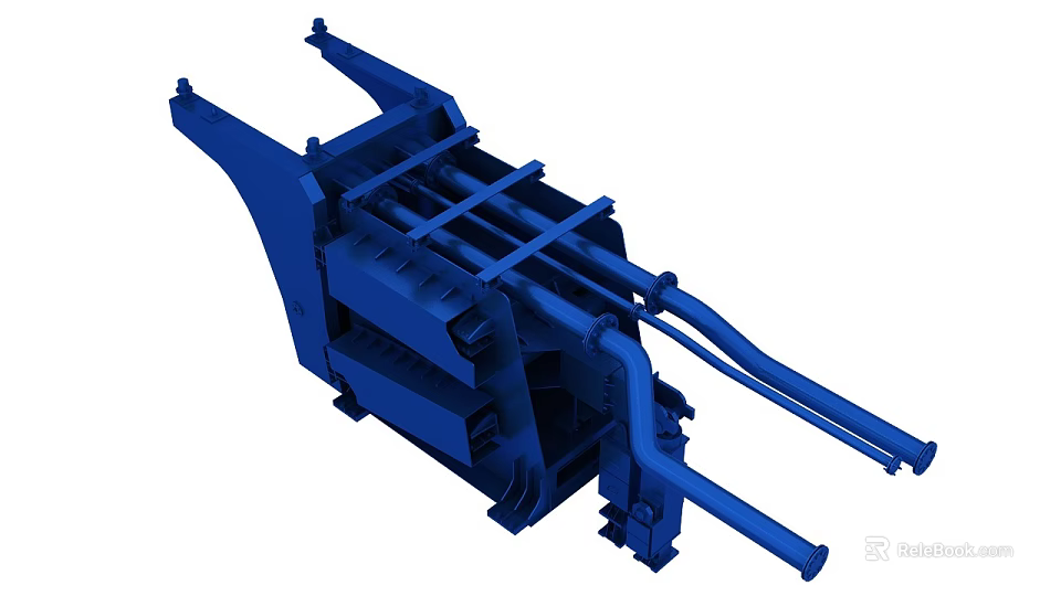 Heavy Duty Industrial Equipment with Blue Metal Structure and Hydraulic Components 3d model 