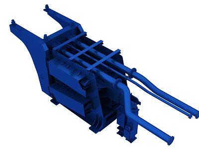 Heavy Duty Industrial Equipment with Blue Metal Structure and Hydraulic Components 3d model